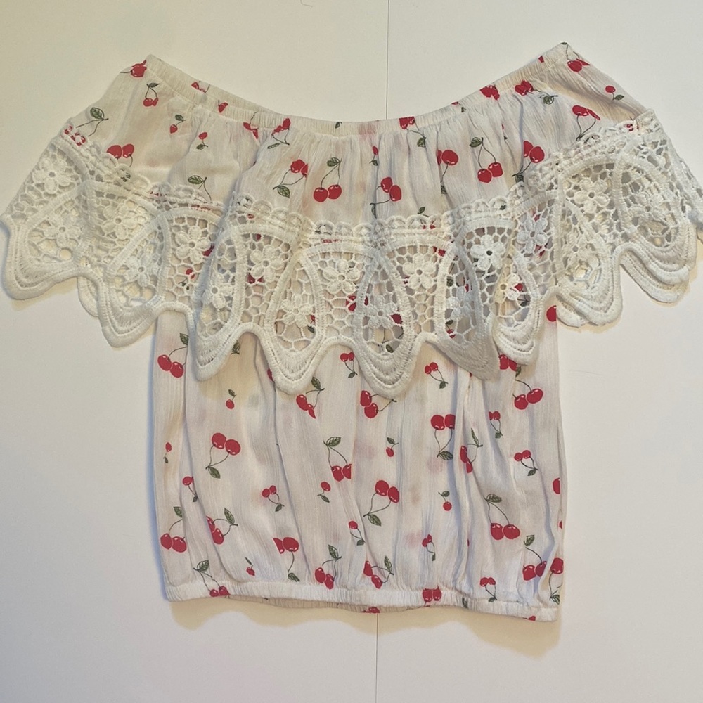 White Cherry Off Shoulder Top Charlotte Russe
